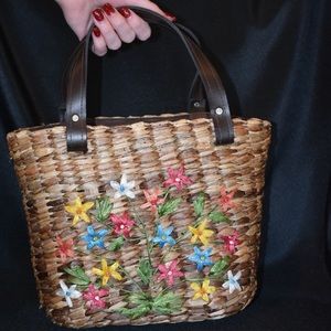 Wicker Floral Handbag